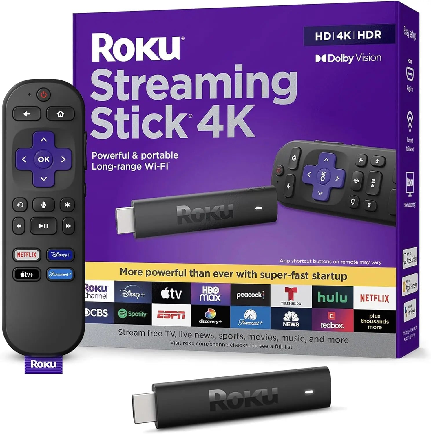 Roku 4K Streaming Stick | Portable HDR/Dolby Vision & Free TV