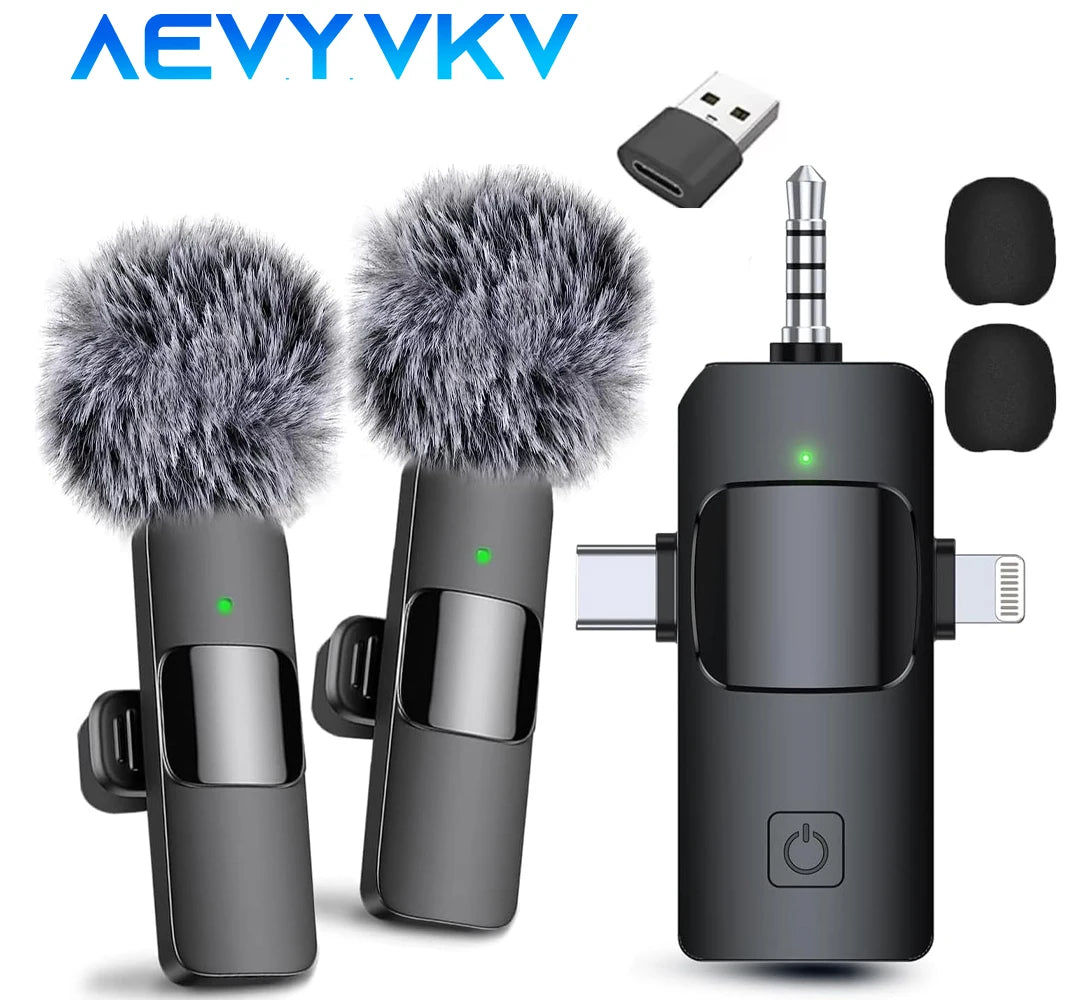 Pro Wireless Lavalier Mic 4-in-1: iPhone Android Noise Reduction