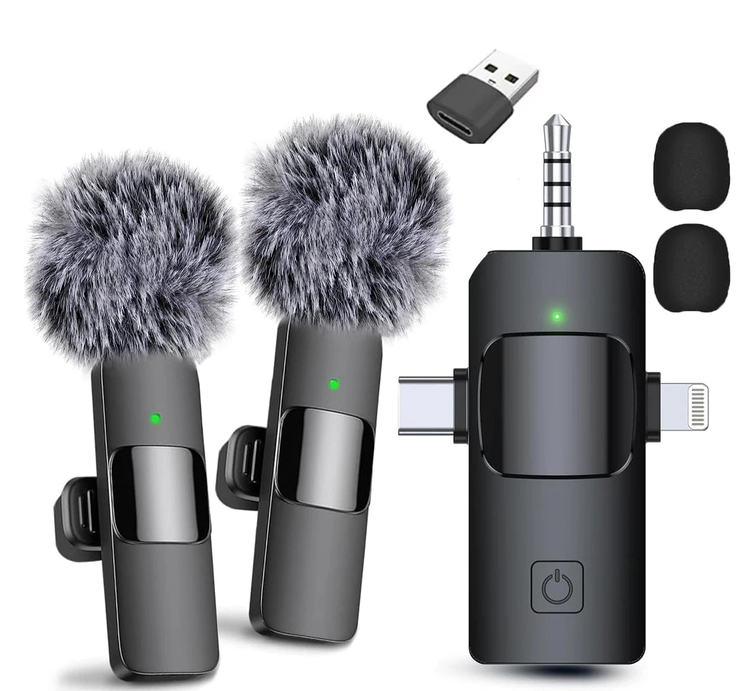 Pro Wireless Lavalier Mic 4-in-1: iPhone Android Noise Reduction