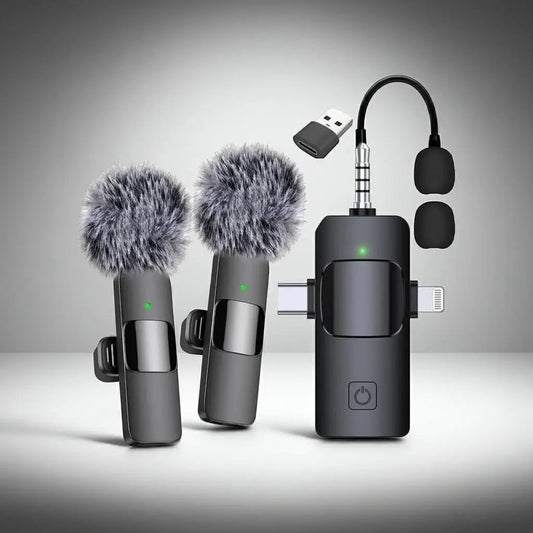 Pro Wireless Lavalier Mic 3-in-1: iPhone & Android gridgifts.com
